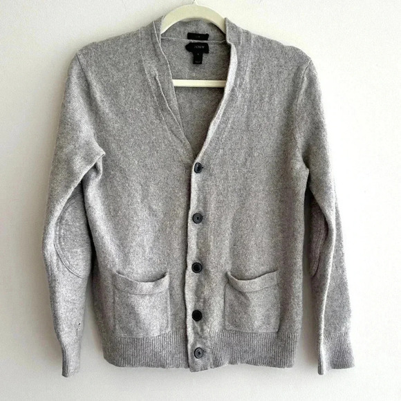 J. Crew Slim Grey Merino Wool Blend Button Down Cardigan, Boyfriend Cardigan, L - Picture 1 of 16